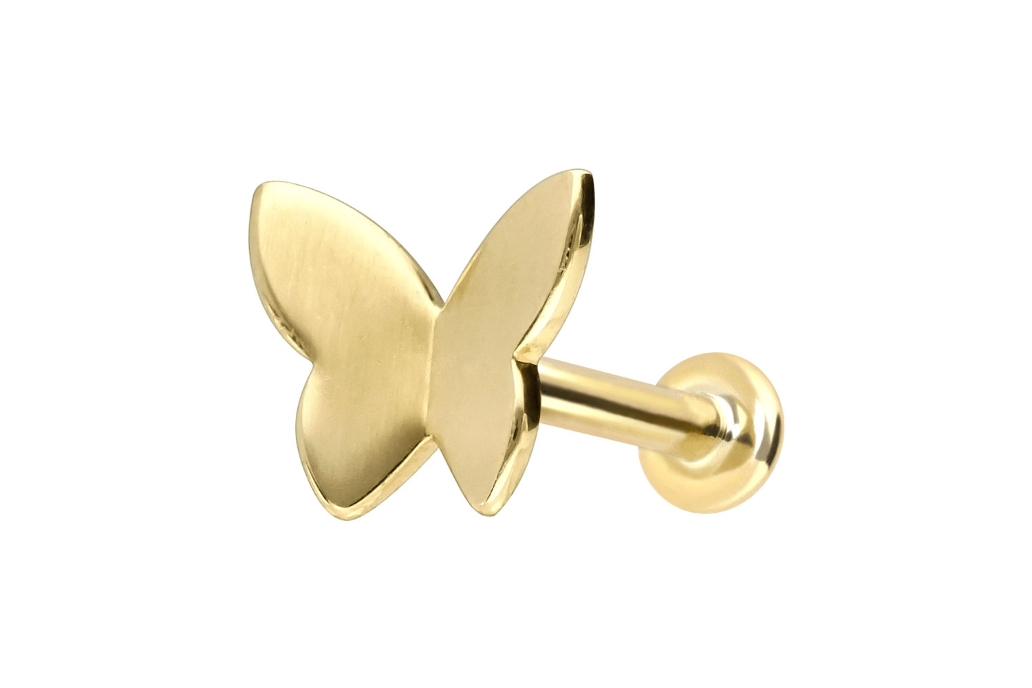 14 Karat Gold Labret Piercing mit Push Fit SCHMETTERLING